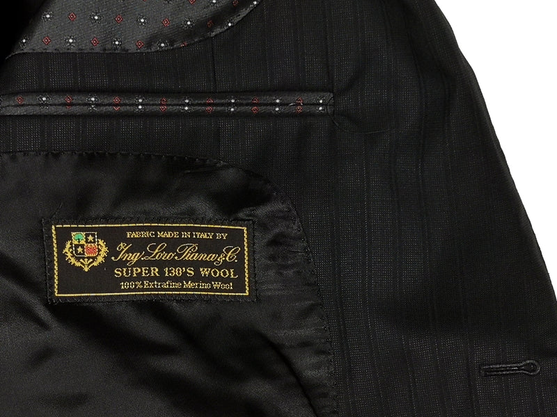 Luigi Bianchi Suit 42L, Black shadow stripes 2-button Loro PIana 130s Wool