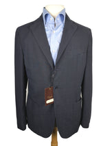 Luigi Bianchi Suit 39/40R, Washed navy plaid Rolling 3-button Cotton blend