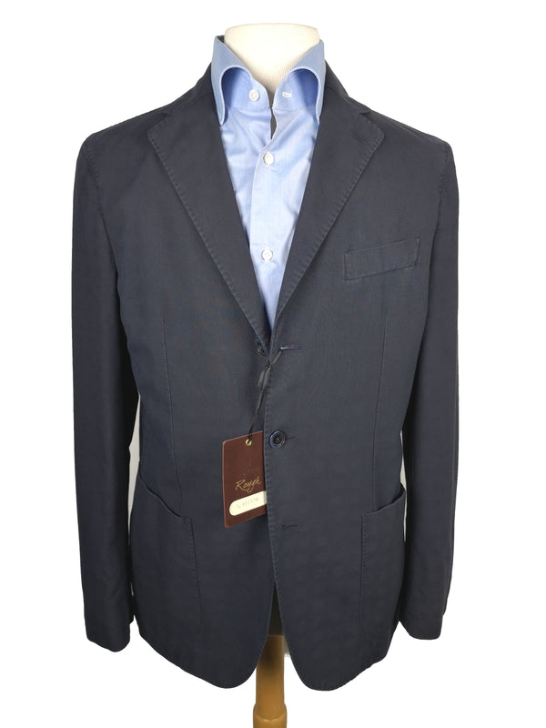 Luigi Bianchi Suit 39/40R, Washed navy plaid Rolling 3-button Cotton blend