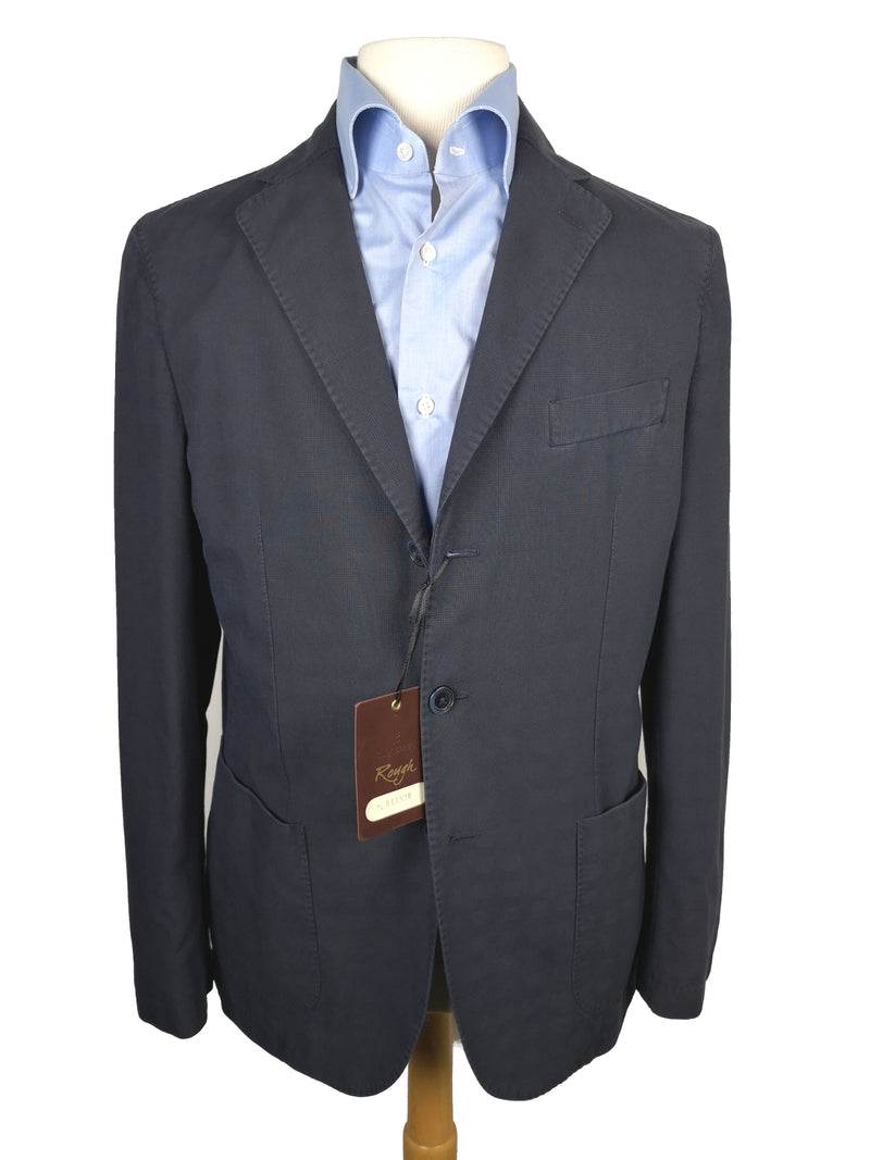Luigi Bianchi Suit 39/40R, Washed navy plaid Rolling 3-button Cotton blend
