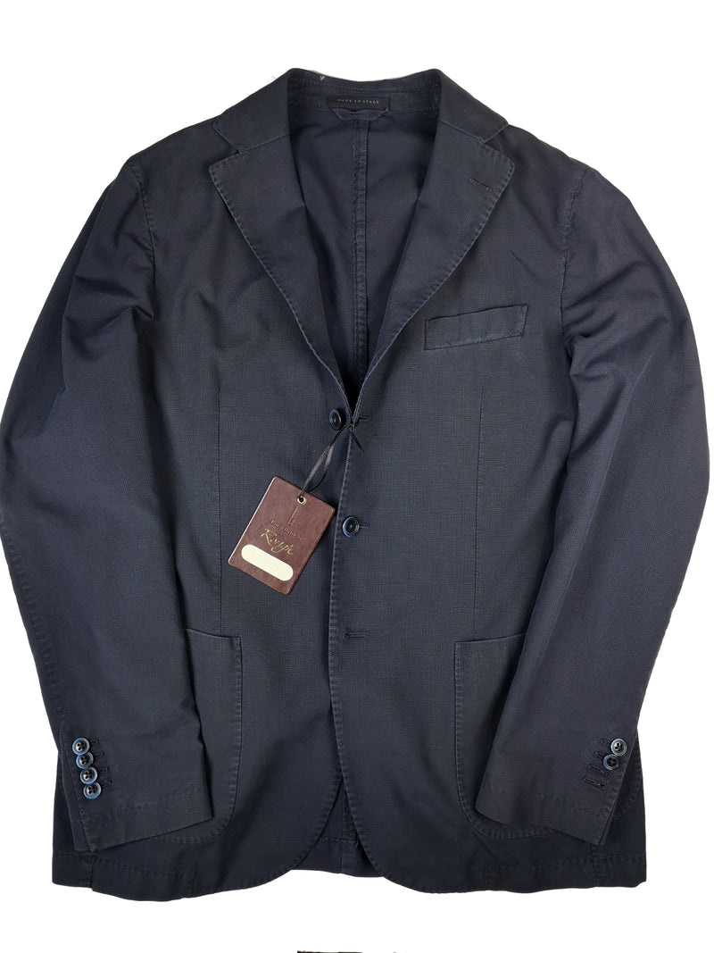 Luigi Bianchi Suit 39/40R, Washed navy plaid Rolling 3-button Cotton blend