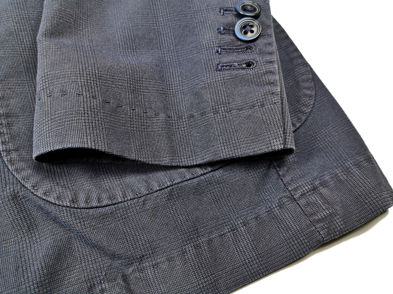 Luigi Bianchi Suit 39/40R, Washed navy plaid Rolling 3-button Cotton blend