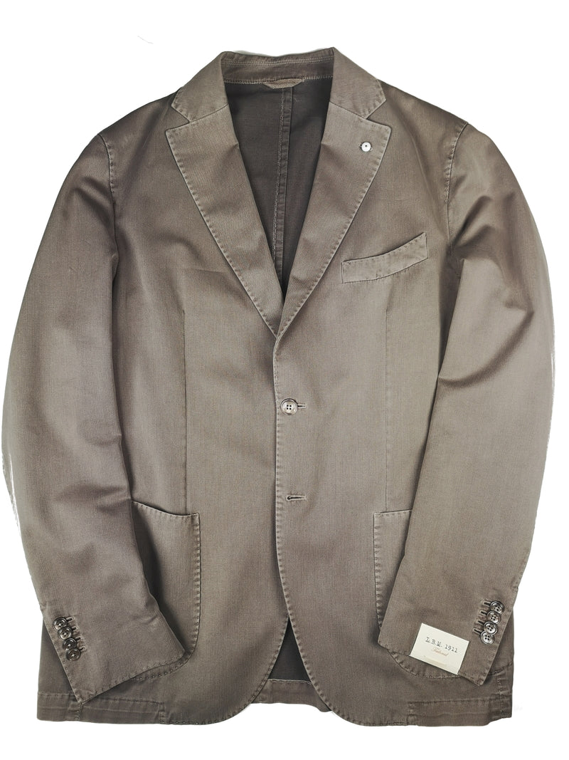 LBM 1911 Suit 41/42R, Washed taupe micro herringbone 2-button Cotton blend