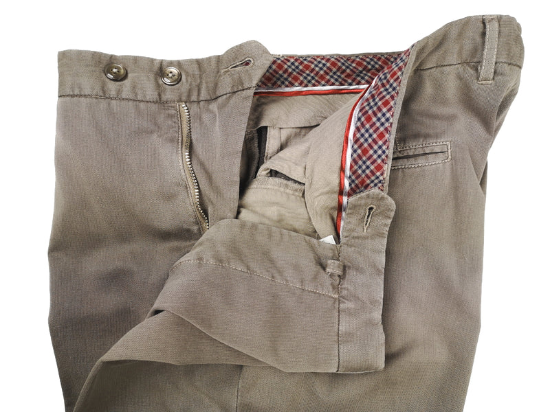LBM 1911 Suit 45/46R, Washed taupe micro herringbone 2-button Cotton blend