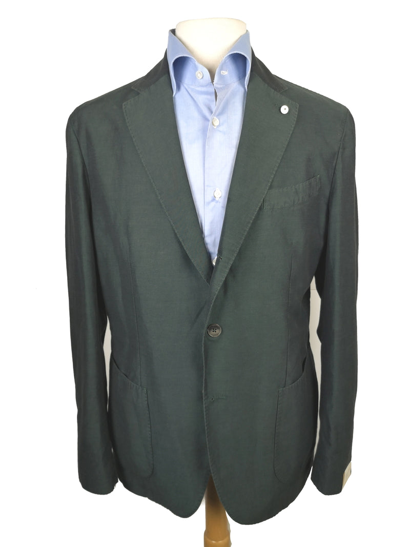 LBM 1911 Suit 38R, Washed hunter green Rolling 3-button Cotton/Linen