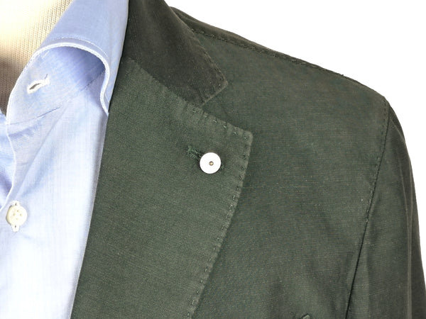 LBM 1911 Suit 38R, Washed hunter green Rolling 3-button Cotton/Linen