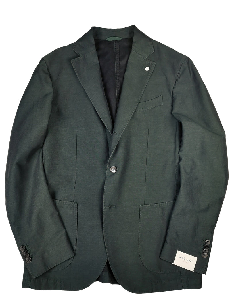 LBM 1911 Suit 38R, Washed hunter green Rolling 3-button Cotton/Linen