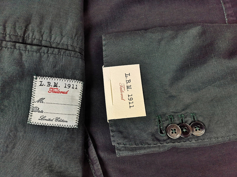 LBM 1911 Suit 38R, Washed hunter green Rolling 3-button Cotton/Linen