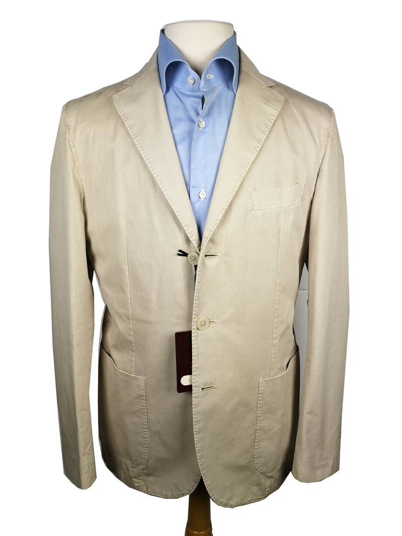 Luigi Bianchi Suit 39/40R, Light stone beige Rolling 3-button Cotton