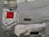 Luigi Bianchi Suit 39/40R, Light grey with sky stripes 1-Button Linen