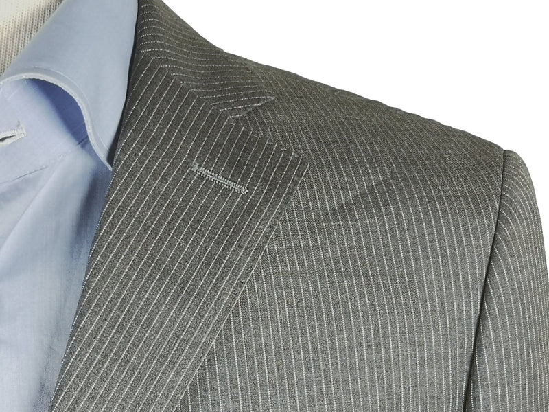 Luigi Bianchi Suit 42R, Medium grey stripe 3-button REDA Wool 110s