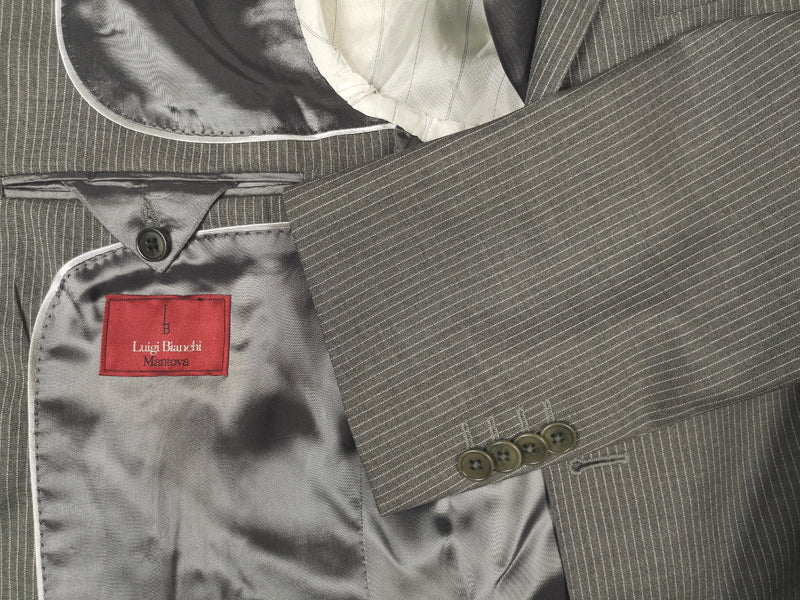 Luigi Bianchi Suit 40R, Medium grey stripe 3-button REDA Wool 110s