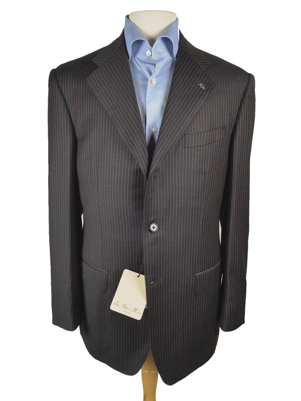 Luigi Bianchi Suit 42R, Charcoal with red stripes 3-button Zegna wool