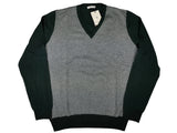 LBM 1911 Sweater Medium/50, Forest green/white V-neck Merino wool