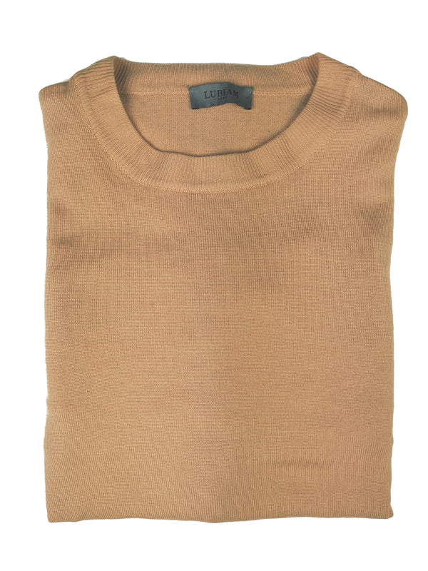 LBM 1911 LUBIAM Sweater Medium/50 DIRTY, Tan Crewneck Merino Wool