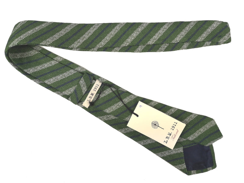LBM 1911 Tie, Green textured striped 7cm Cotton