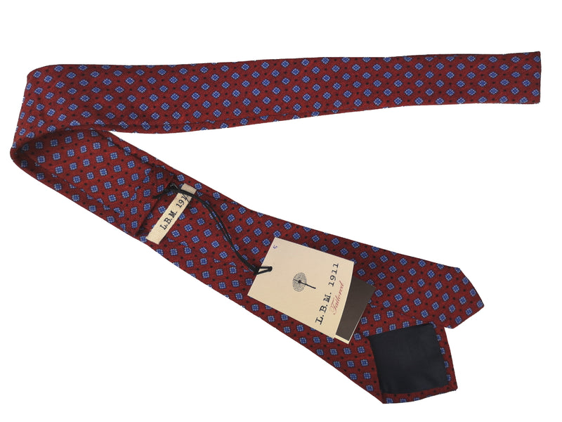 LBM 1911 Tie, Mottled red blue diamonds 7cm Wool