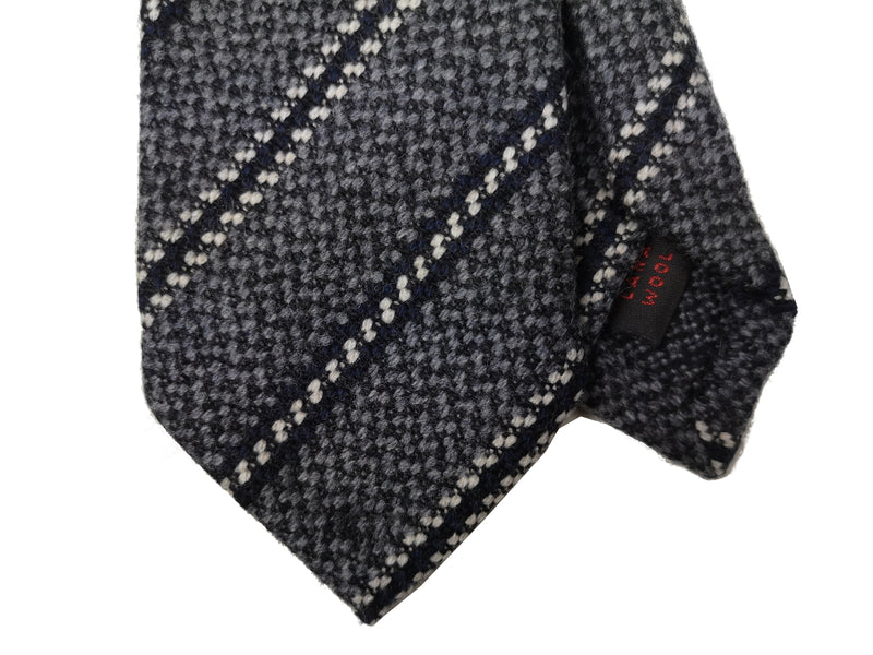 LBM 1911 Tie, Grey striped 7cm Wool