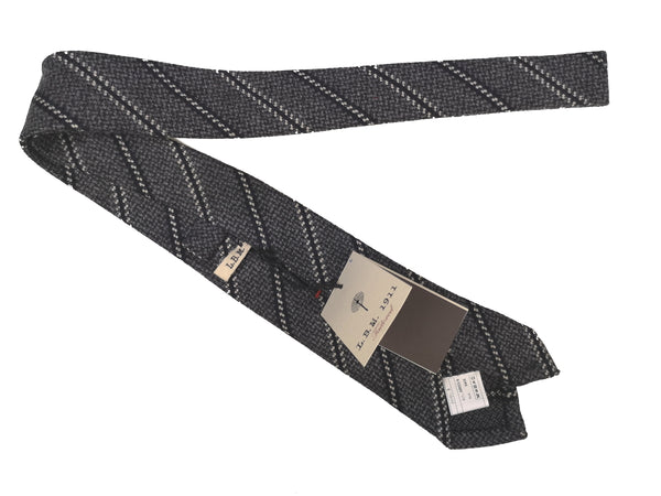 LBM 1911 Tie, Grey striped 7cm Wool