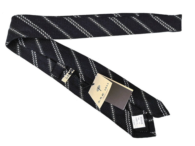 LBM 1911 Tie, Dark navy striped 7cm Wool