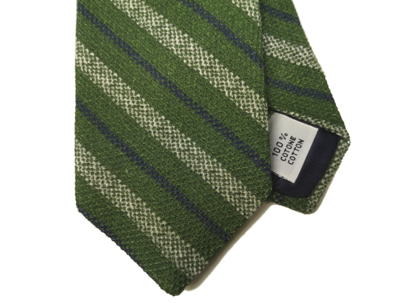 LBM 1911 Tie, Green textured striped 7cm Cotton