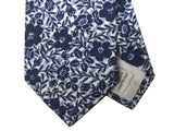 LBM 1911 Tie, Navy/White floral pattern 7cm Cotton