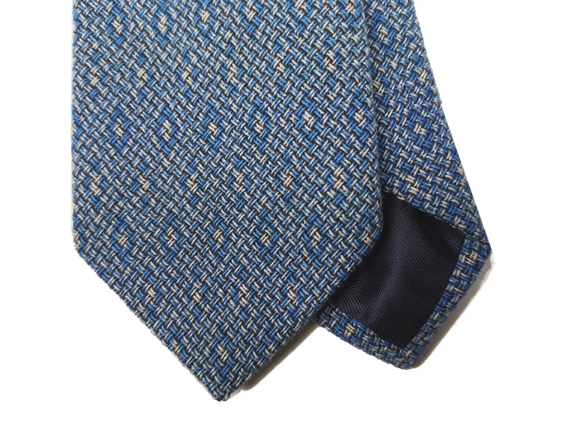 LBM 1911 Tie, Sea blue subtle diamonds 7cm Cotton blend