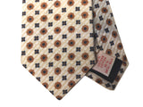 LBM 1911 Tie, Beige seersucker geometric print 7cm Cotton/Silk
