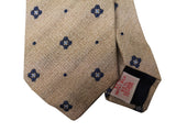 LBM 1911 Tie, Beige geometric print 7cm Cotton/Silk