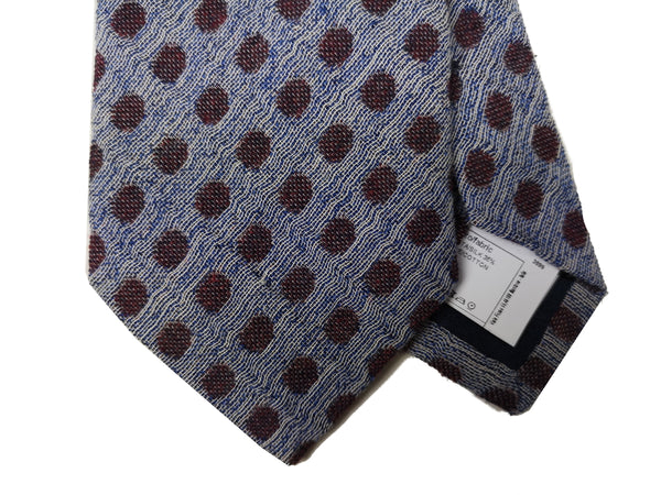 LBM 1911 Tie, Heathered blue brown dots 7cm Silk/Cotton