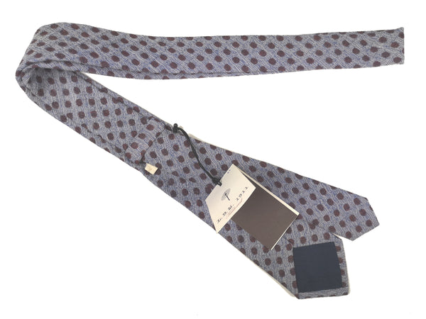 LBM 1911 Tie, Heathered blue brown dots 7cm Silk/Cotton