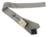 LBM 1911 Tie, Cream with green/sky dots 7cm Linen/Silk/Cotton