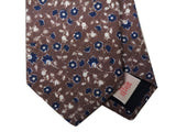 LBM 1911 Tie, Soft brown floral 7cm Linen/Cotton