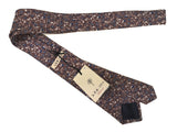 LBM 1911 Tie, Soft brown floral 7cm Linen/Cotton