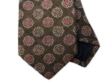 LBM 1911 Tie, Heathered brown geometric print 7cm Linen/Cotton