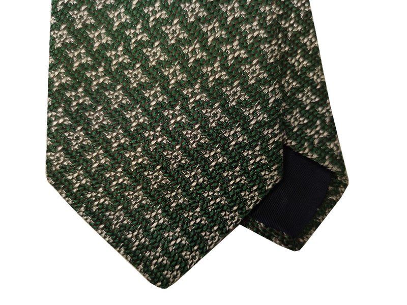 LBM 1911 Tie, Green with beige stars 7cm Silk