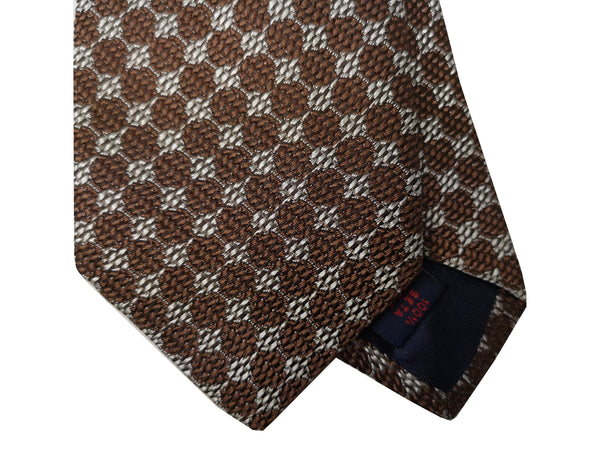 LBM 1911 Tie, Brown circular pattern 7cm Silk