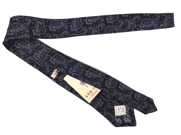 LBM 1911 Tie, Dark navy paisleys 7cm Silk