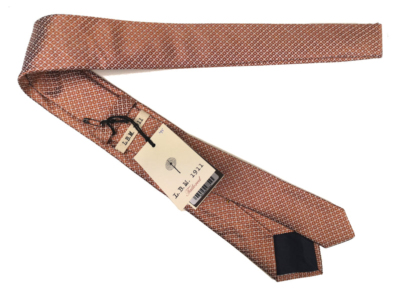 LBM 1911 Tie, Soft orange woven print 7cm Silk