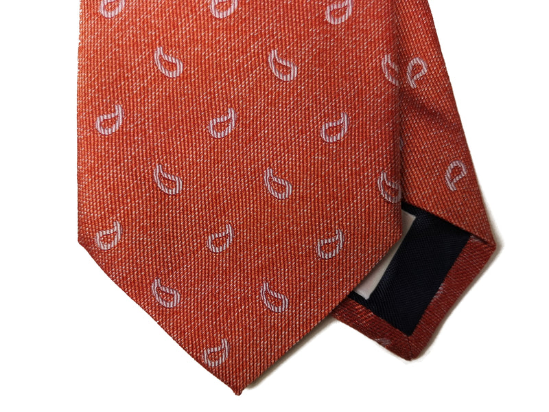 LBM 1911 Tie, Soft orange small paisleys 7cm Silk