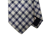 LBM 1911 Tie, Ivory/Navy plaid 7cm Silk