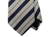 LBM 1911 Tie, Navy/silver stripes 7cm Silk