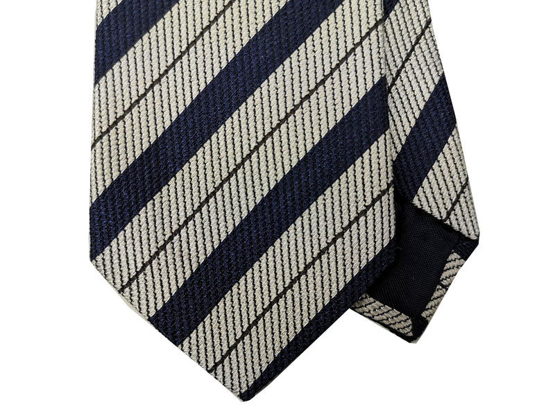 LBM 1911 Tie, Navy/silver stripes 7cm Silk