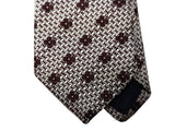 LBM 1911 Tie, Silver with burgundy florettes 7cm Silk