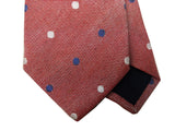 LBM 1911 Tie, Soft red with blue/white dots 7cm Silk/Rayon/Wool