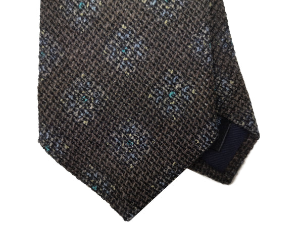LBM 1911 Tie, Muted taupe brown pattern 7cm Silk/Wool/Nylon