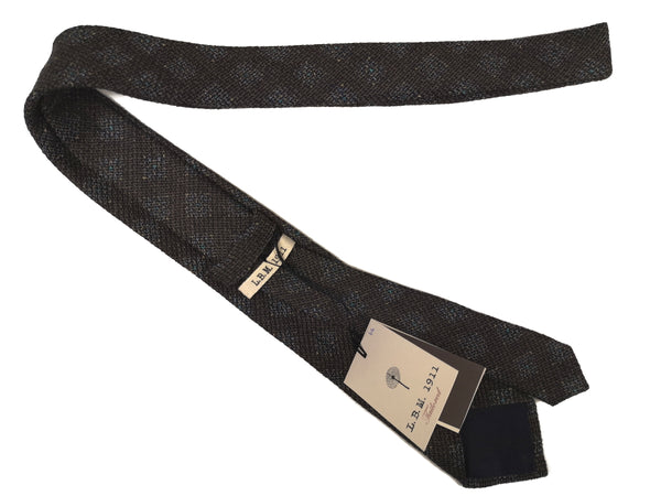 LBM 1911 Tie, Muted taupe brown pattern 7cm Silk/Wool/Nylon
