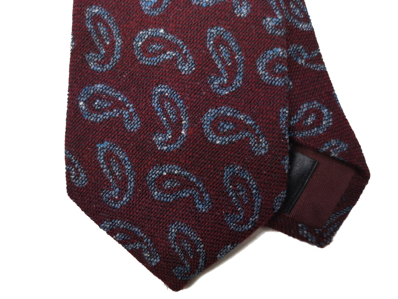 LBM 1911 Tie, Burgundy blue paisleys 7cm Silk/Wool