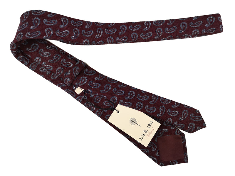 LBM 1911 Tie, Burgundy blue paisleys 7cm Silk/Wool