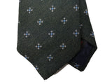 LBM 1911 Tie, Fern green geometric pattern 7cm Silk/Wool